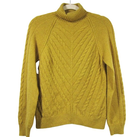 Etro Sweaters - ETRO 100% Cashmere Cable Knit Gold Mustard Sweater Turtleneck Italy 42 6